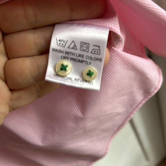 Tommy Hilfiger Classic Pink Check Dress Shirt, Size L (16.5, 34-35) - Picture 9 of 11